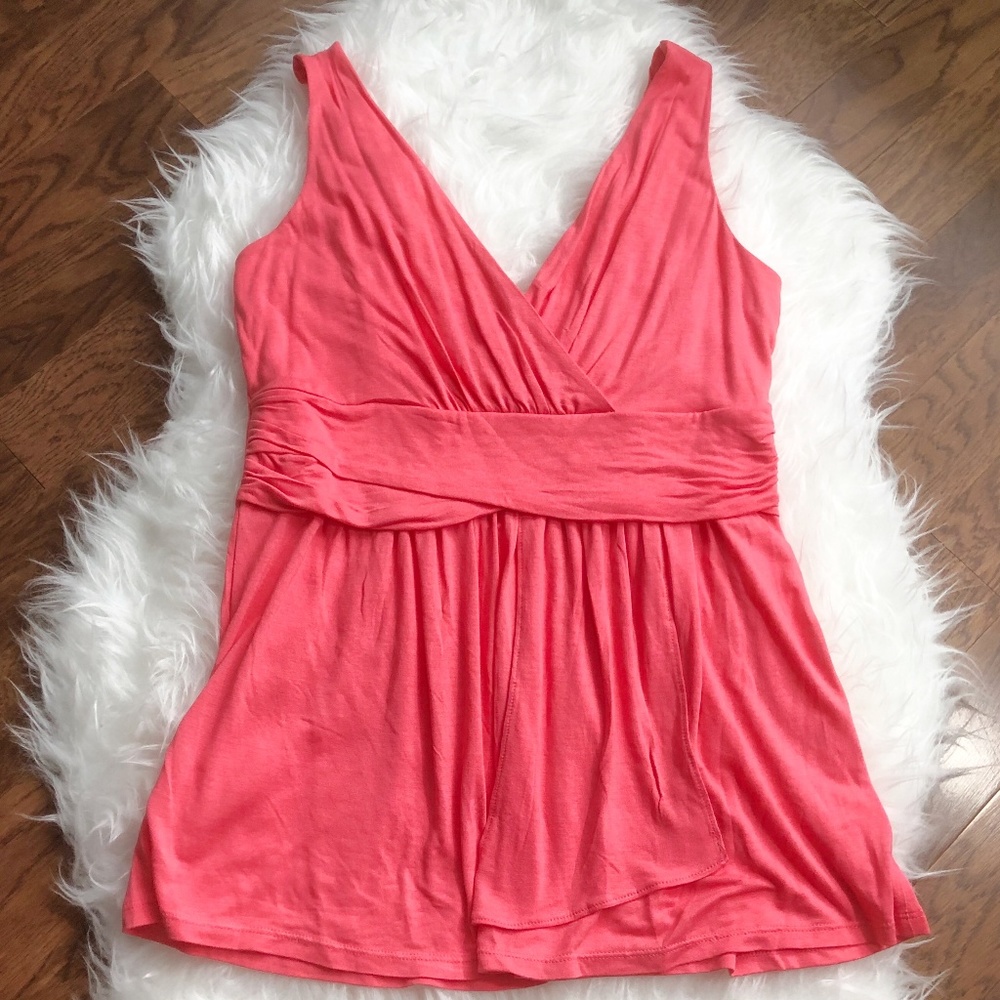 NY & Co. Faux Wrap Deep V Tank Top Blouse Large